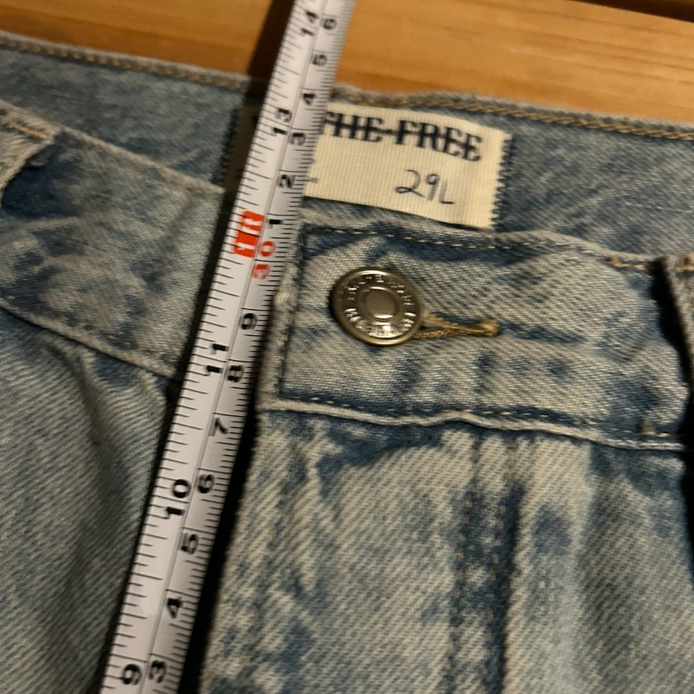 FREE PEOPLE WE THE FREE Ripple Wide Leg Crop Jeans NWT 29L LONG - Picture 14 of 14